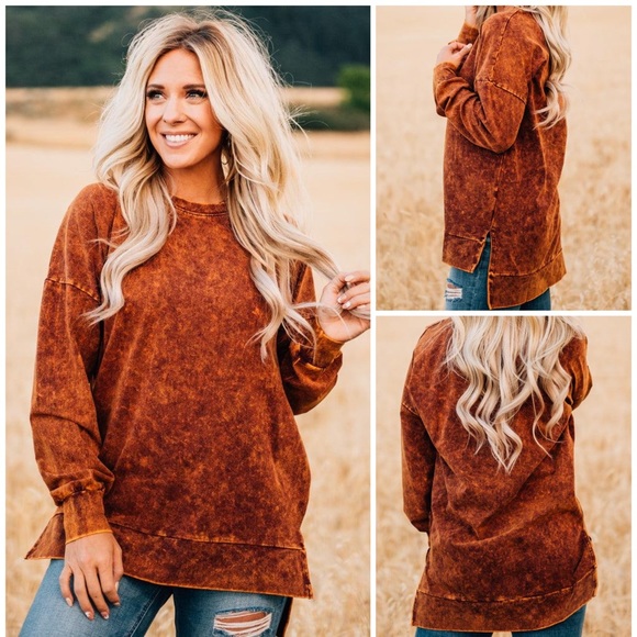 Zenana Washed Round Neck Dropped Shoulder Sweatshirt